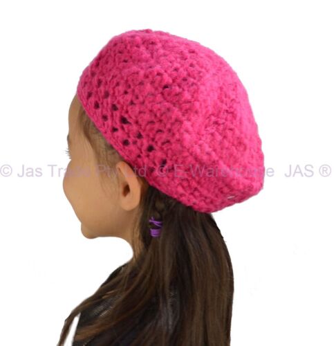 Kids Baby Girl Crochet Knit Knitted Lace Beanie Hat Flower Cute French BERET