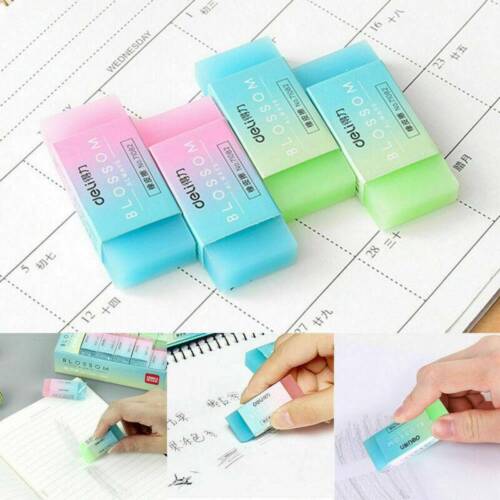 Cute Kawaii Soft Durable Cube Jelly Colored Rubber Eraser School Kids Stationery