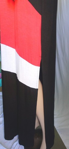Jennifer Lauren Women Plus Size 2x 3x Maxi Coral Black T Shirt Dress Summer Sun