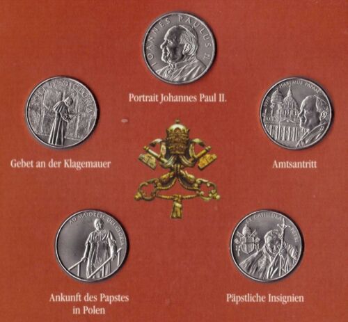 ORDER OF MALTA 5 DIF X 1 LIRA UNC SET 2005 YEAR POPE JOHN PAUL II MINT PACK