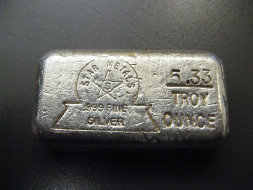 Details about  &nbsp;RARE Star Metals Vintage Poured 5.33 oz .999 Silver Bar - Odd Weight