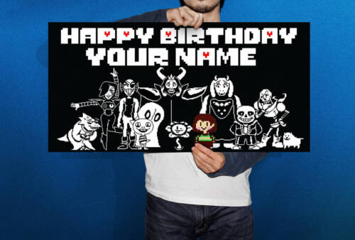 Personalized Undertale Birthday Banner Custom, Video Game Poster 