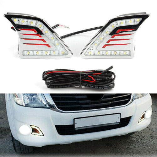White LED Daytime Running Lights Driving Fog Lamp Kit For Toyota Hilux Vigo MK7