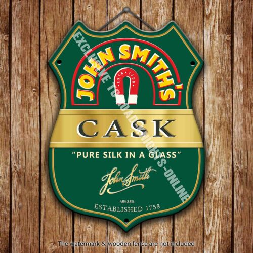 John Smith/'s Cask Beer Advertising Bar Pub Metal Pump Badge Shield Steel Sign