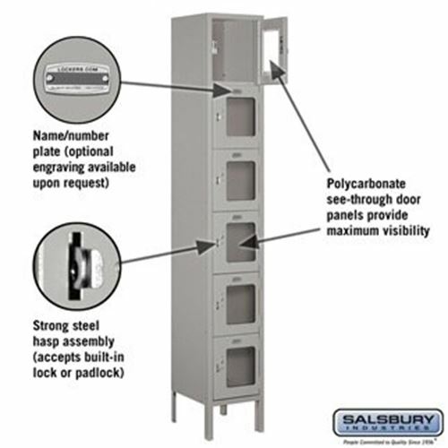 6 Feet Details about / Salsbury 12/" Wide Six Tier Box Style See-Through Metal Locker 1 Wide