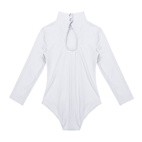 Girl Gymnastics Ballet Dance Wear Leotard Mock Neck Long Sleeve Bodysuit Costume