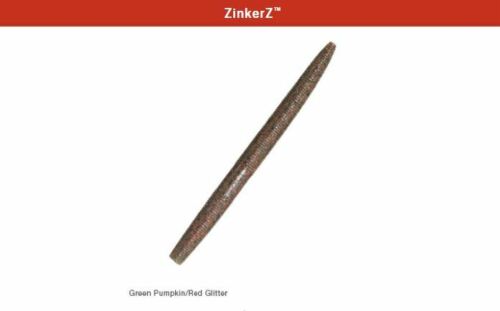 Z-Man ZinkerZ 5/" Green Pumpkin Red Flake 6 Pack Soft Plastic Wacky Rig SSINK-97