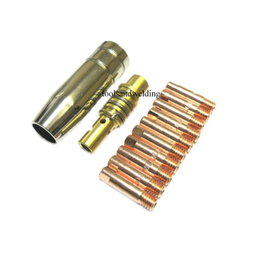 12pcs MB15 MIG Welding Welder Torch Nozzles Contact Tip 0.6mm,0.8mm Gas Diffuser