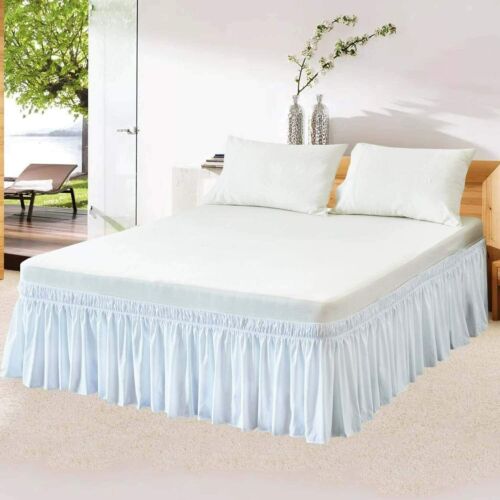 Silky Soft & Wrinkle Free Elastic Wrap Around Bed Skirt Microfiber White