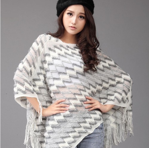 Wool Cotton Tassel Poncho Cape Jumper Shawl Jacket Boho Bohemian Knit Winter