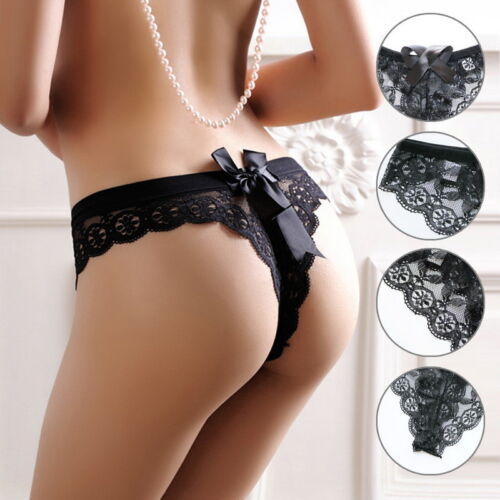Women/'s-Sexy-Lingerie-Crotchless-Pearl-Lace-Thongs-Panties-G-String-Underwear NE