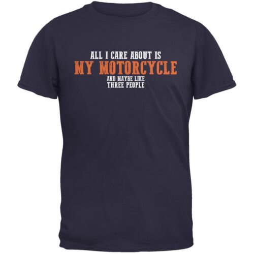 Sarcastic Care About My Motorcycle Navy Adult T-Shirt 