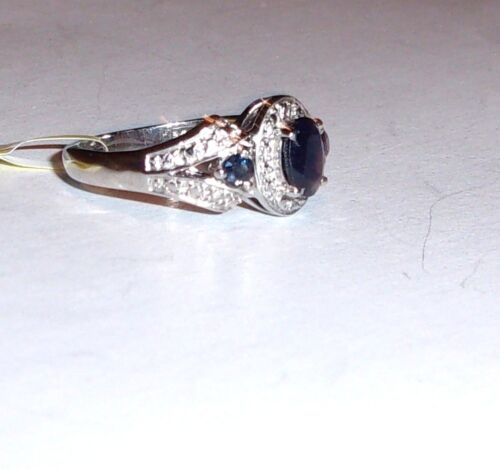 TCW 7 /& 8 925 Details about  / Kanchanaburi Blue Sapphire Oval /& Round Band Ring 0.85 Sizes 5