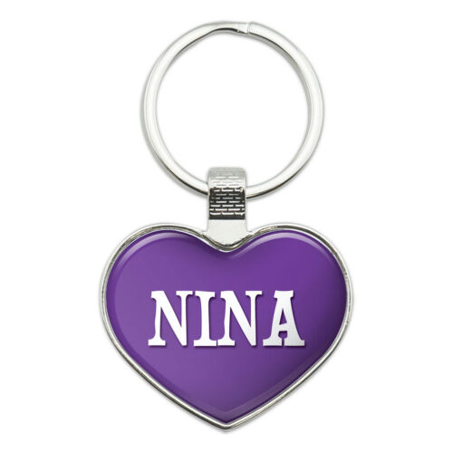 Metal Keychain Key Chain Ring Purple I Love Heart Names Female N Nida 