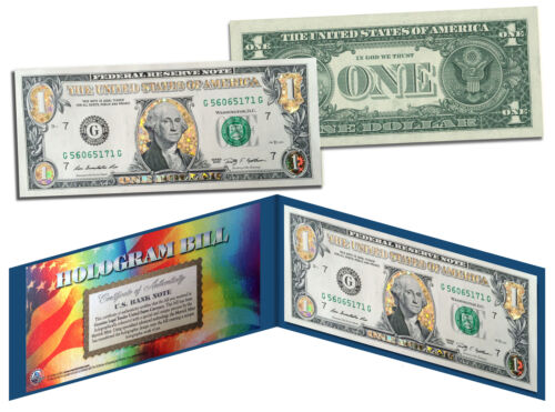 GOLD SHIMMERING STARS HOLOGRAM Legal Tender US $1 Bill Currency Limited Edition