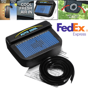 Portable Car Window Windshield Solar Powered Auto Air Vent Cooling Fan w// Strip