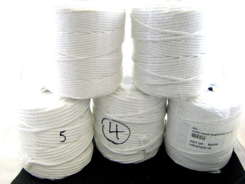 ROTOLO INTERO 500 GRAMMI TUBAZIONI COTONE SBIANCATO Cord-Taglia 1mm T 6mm ROTOLI INTERI