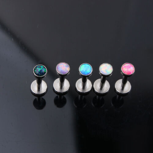 1X Fashion Opal Ear Cartilage Tragus Piercing G23 Solid Titanium Labret Lip Ring
