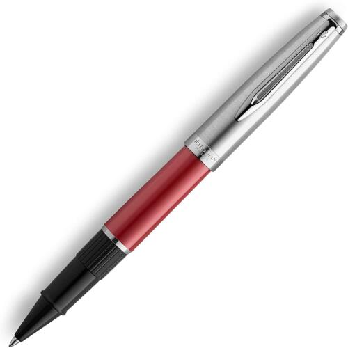 Fine Point Black Ink Waterman Emblème Rollerball Pen Red with Chrome Trim