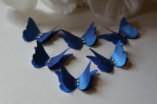 Mariage Confettis décoration de table Toppers 20 Bleu Royal reflets papillons