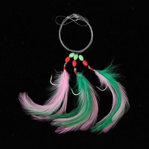 Skirted Feather Trolling Lure Mackerel Marlin Bass Rigs Hooks