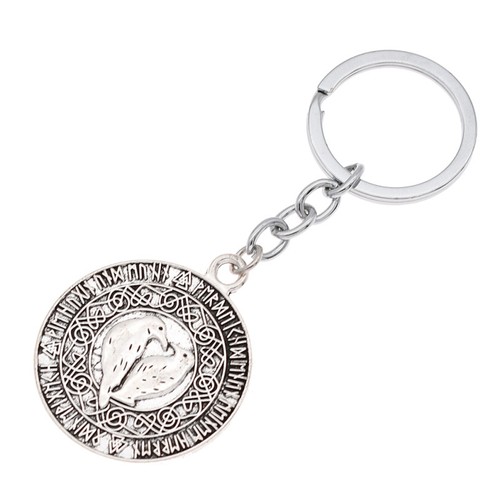 Viking Keychain Charm Alloy Wolf Birf Pendant Key Ring Keyfob Women Girl Gift