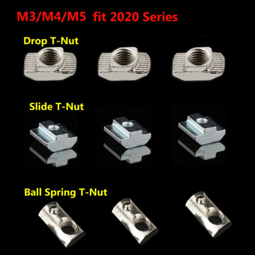 10X M3//M4//M5 Slide Roll In T-Nut Ball Spring 2020Aluminum Profile 3D Printer CNC