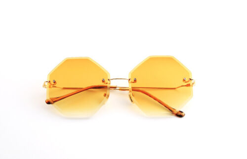 Fashion Womens Octagon Sunglasses Metal Frame Retro Gradual change colour Lens
