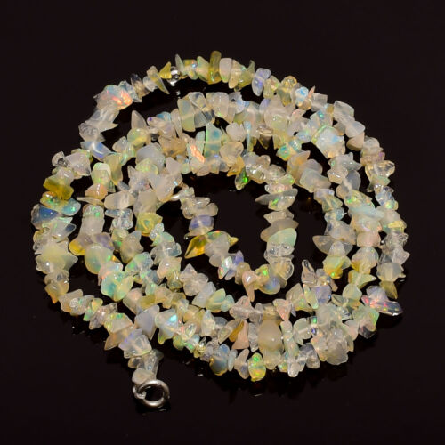 Natural Ethiopian Opal Gemstone Uncut Smooth Beads Necklace 5-6 mm 19" Strand 