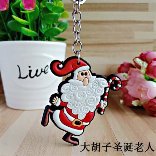 Xmas Christmas Key Chain Santa Claus Tree Chain Silicone Handbag Keyring Gift *1