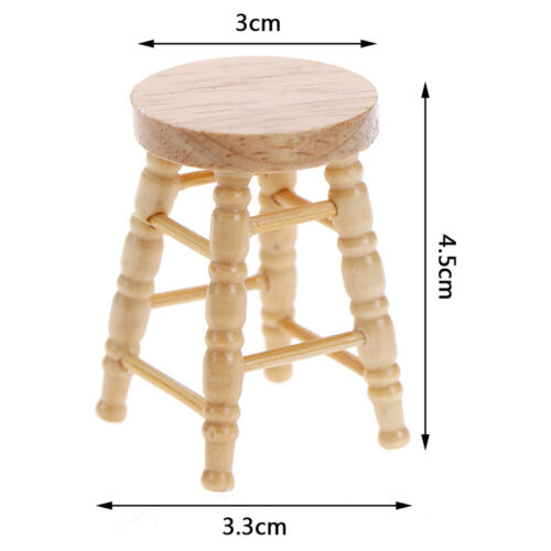 1Pc 1//12 Dollhouse miniature wooden stool chair furniture accessories decora  ZT
