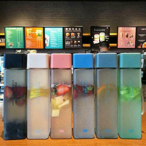 Tea Drinking Plastic Water Camping Transparent Square Cup Frosted Bottles F0T3 