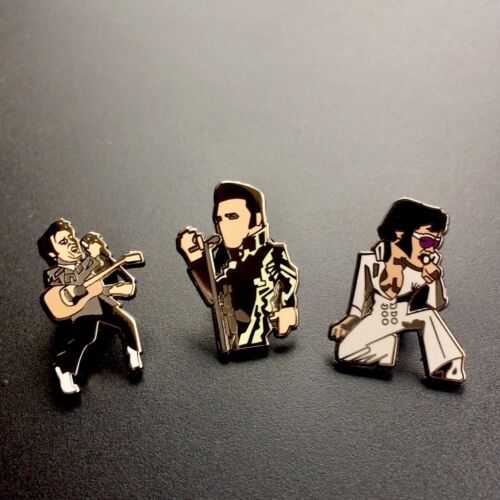 3 x Elvis Presley Tribute Pin Badges A Guy Called Minty /& Casual Connoisseur.