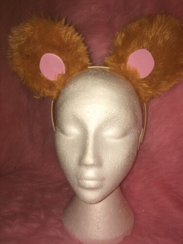 Gold Mouse Ears Fake Fur Pink Foam Inner Instant Mouse Fancy Dress One Size Ears