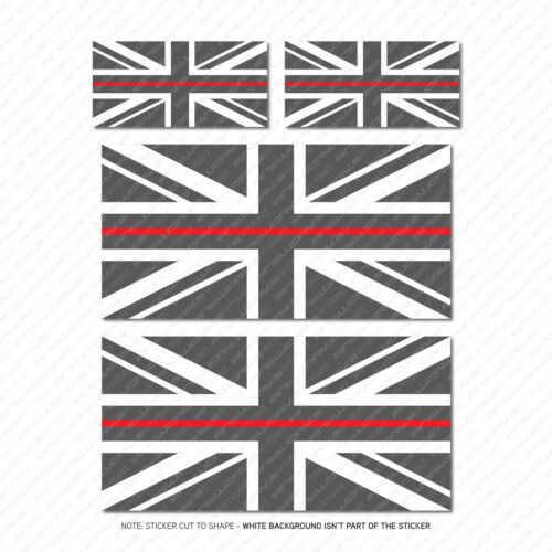 5706 Blanc /& Rouge 4 X Thin Red Line Union Jack Drapeau Vinyle Autocollants-Gris