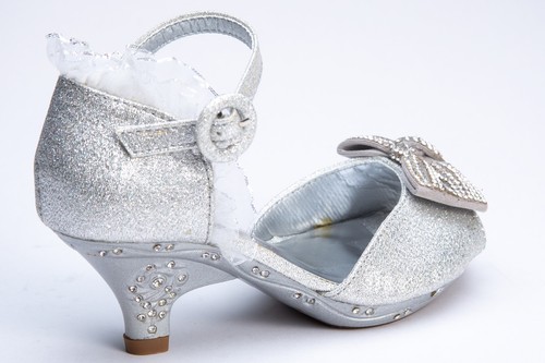 Girls Toddlers /& Youth Flowers Girls Pageant Glitter silver Shoes size 10-4