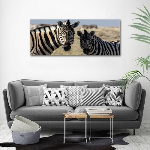Glas-Bild Wandbilder Druck auf Glas 125x50 Deko Tiere Zwei Zebras