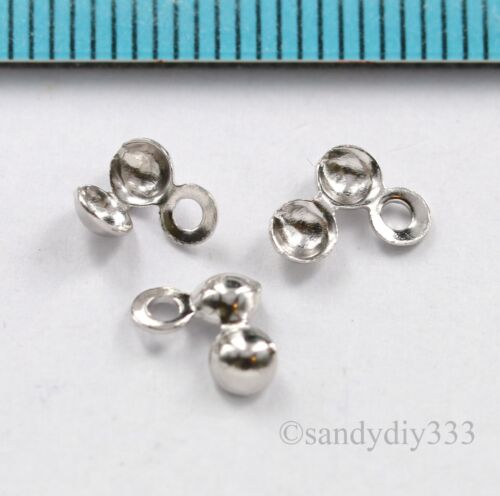 10x RHODIUM plated STERLING SILVER CLAMSHELL BEAD TIPS END 3.4mm #2923 