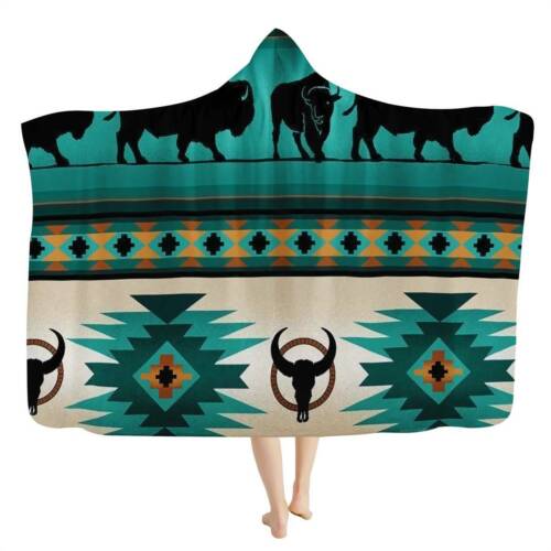 Details about  / Azetc Inca Stripe Animal Throw Blanket Hooded Adult Fleece Plush Lining Cloak
