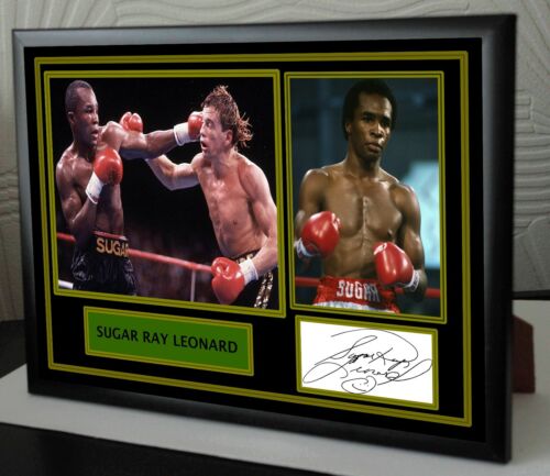 Sugar Ray Leonard Boxing Legend Framed Canvas Print Signed    "Great Gift" 
