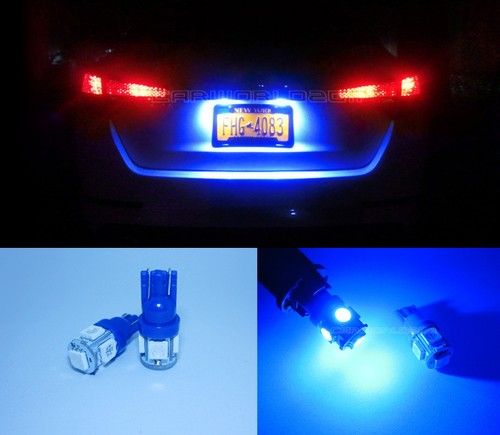2x Blue 360°5-SMD LED 194 168 2825 Bulbs For License Plate Lights Bulbs 0550B