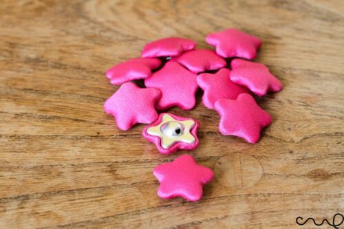 10 x Botones de estrella hecho a mano rosa cubierto de tela elaboración de Tarjetas artesanal IVA 36L 23mm