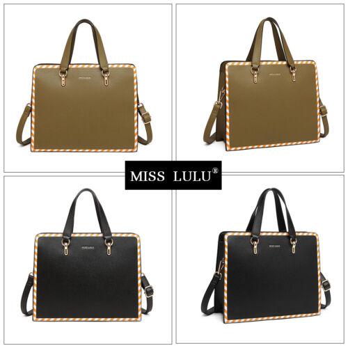 Ladies Stripe Design Shoulder Cross Body Bag Women Faux Leather Tote Handbag