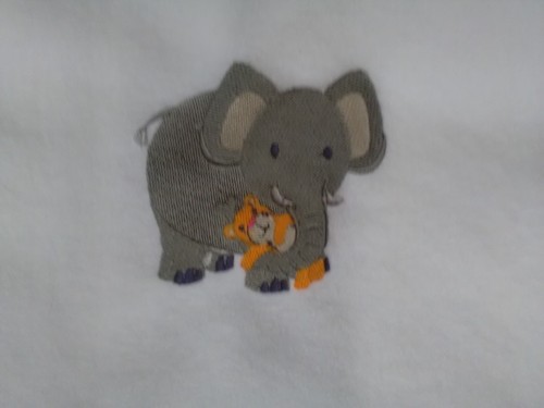 HAND MADE BABY BLANKET SET WITH EMBROIDERED ELEPHANT CROCHET BOOTIES AND HAT