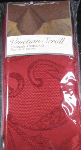 Damask Tablecloth Venetian Scroll  Cranberry Assorted Sizes 100/% Polyester