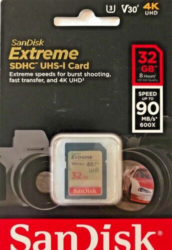Sandisk 32GB Extreme SD SDHC Memory Card UHS-1 U3 Class 10 V30 90MB/s  NEW 