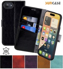Suncase® Hülle Echt Leder Book Handy Tasche Klapp Case Etui für iPhone 16E 6.1