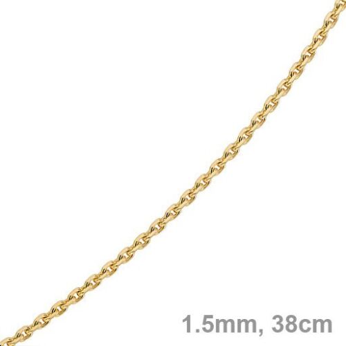 1,5mm Kette Collier Ankerkette Halskette 585 Gold Gelbgold 38cm Unisex 