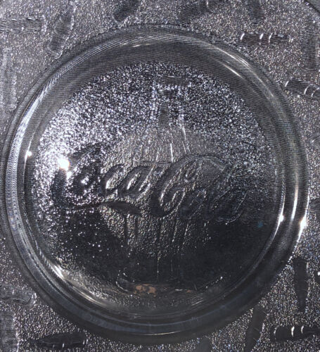 Clear Glass Embossed Coca Cola Dinner Plates 10” Set Of 4 