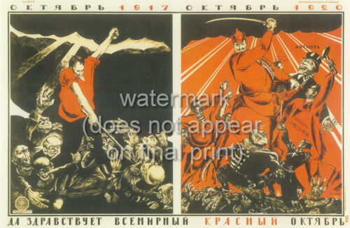 Russian Revolutionary Poster Print "Long Live The Red October!" A5/4/3/2/1 
